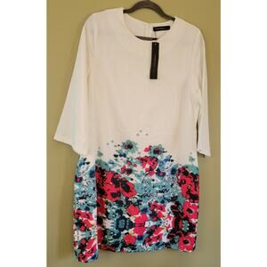 Zanzea Collection Women White Red Blue Floral Casual 3/4 Sleeve Shift Dress XL